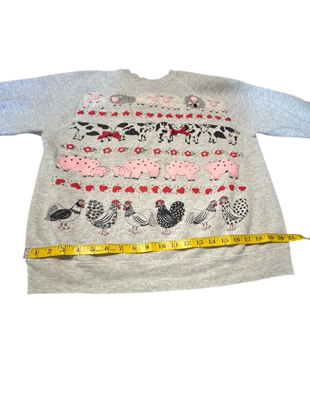 Vintage 1992 Farm Animal Sweatshirt Cottagecore Cows Pigs USA OS - Picture 5 of 14